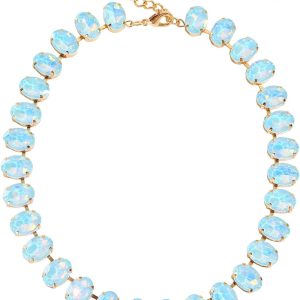 Firstmeet Oval Crystal Rhinestone Choker Collar Necklace Wedding Bridal Gift Jewelry for Women