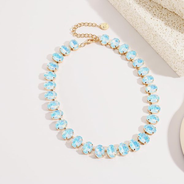 Firstmeet Oval Crystal Rhinestone Choker Collar Necklace Wedding Bridal Gift Jewelry for Women - Image 4