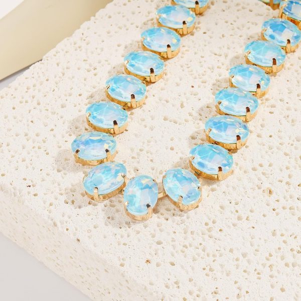 Firstmeet Oval Crystal Rhinestone Choker Collar Necklace Wedding Bridal Gift Jewelry for Women - Image 5