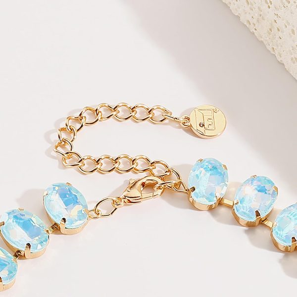 Firstmeet Oval Crystal Rhinestone Choker Collar Necklace Wedding Bridal Gift Jewelry for Women - Image 6