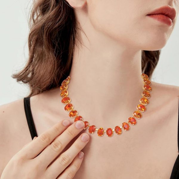 Firstmeet Oval Crystal Rhinestone Choker Collar Necklace Wedding Bridal Gift Jewelry for Women - Image 10