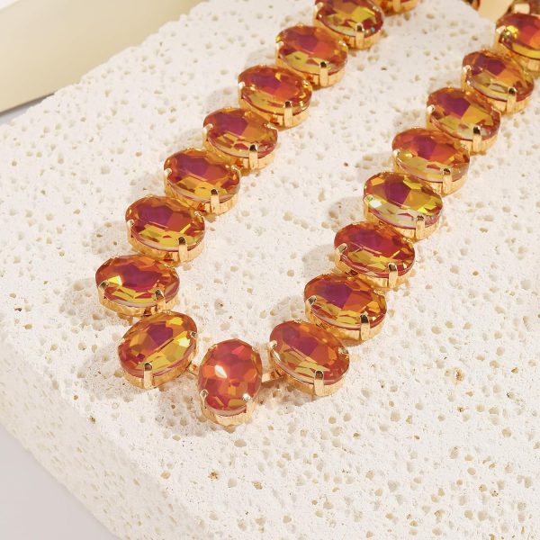 Firstmeet Oval Crystal Rhinestone Choker Collar Necklace Wedding Bridal Gift Jewelry for Women - Image 12