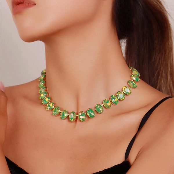 Firstmeet Oval Crystal Rhinestone Choker Collar Necklace Wedding Bridal Gift Jewelry for Women - Image 22