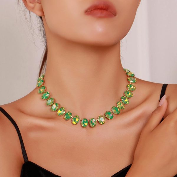 Firstmeet Oval Crystal Rhinestone Choker Collar Necklace Wedding Bridal Gift Jewelry for Women - Image 23