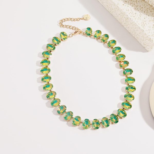 Firstmeet Oval Crystal Rhinestone Choker Collar Necklace Wedding Bridal Gift Jewelry for Women - Image 24