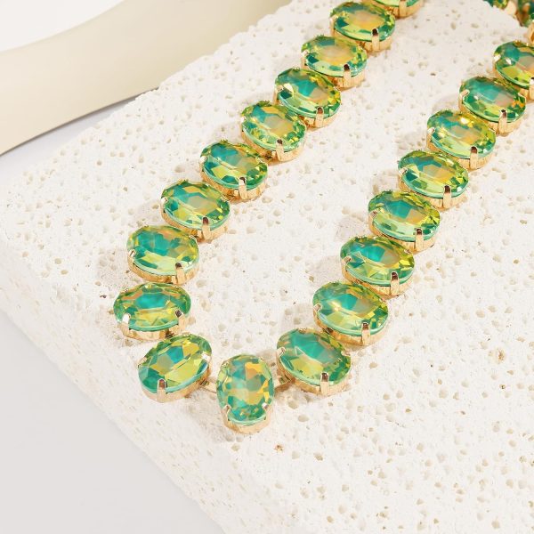 Firstmeet Oval Crystal Rhinestone Choker Collar Necklace Wedding Bridal Gift Jewelry for Women - Image 25