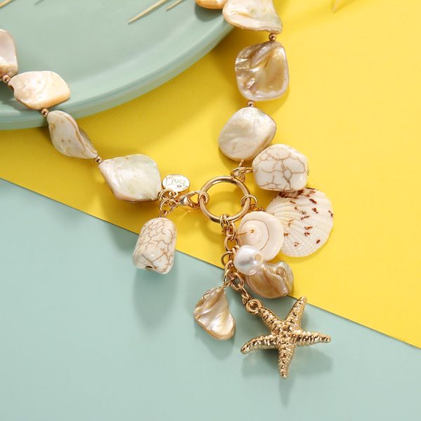 Firstmeet Natural Freshwater Shell Choker With Pearl Starfish Turquoise Pendant Irregular Mother of Pearl Necklaces for Women - Image 6