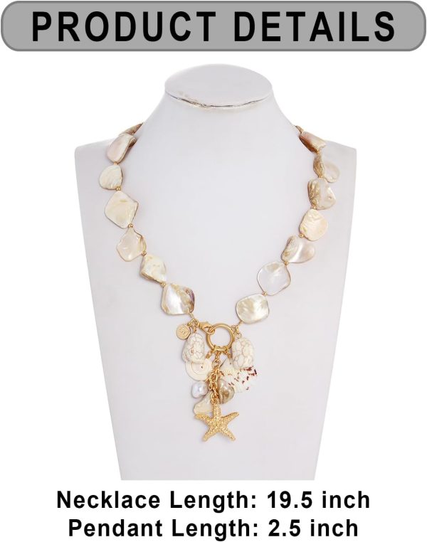 Firstmeet Natural Freshwater Shell Choker With Pearl Starfish Turquoise Pendant Irregular Mother of Pearl Necklaces for Women - Image 7