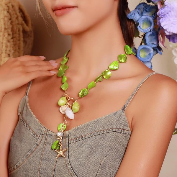 Firstmeet Natural Freshwater Shell Choker With Pearl Starfish Turquoise Pendant Irregular Mother of Pearl Necklaces for Women - Image 10
