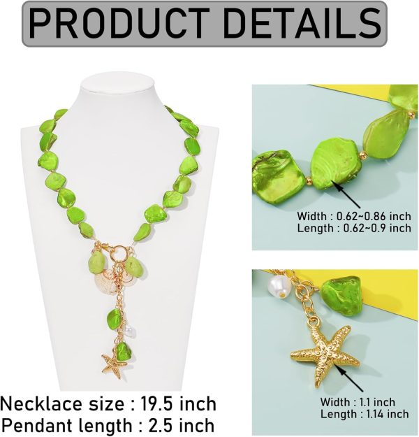 Firstmeet Natural Freshwater Shell Choker With Pearl Starfish Turquoise Pendant Irregular Mother of Pearl Necklaces for Women - Image 15
