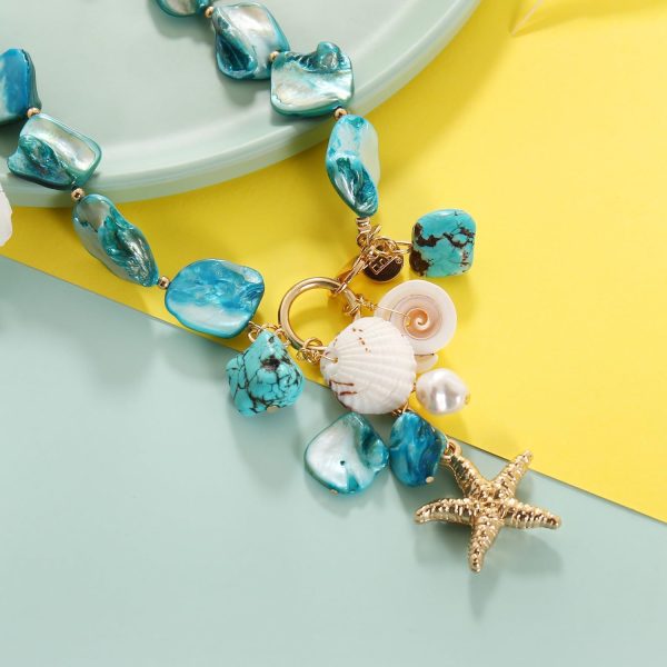 Firstmeet Natural Freshwater Shell Choker With Pearl Starfish Turquoise Pendant Irregular Mother of Pearl Necklaces for Women - Image 19