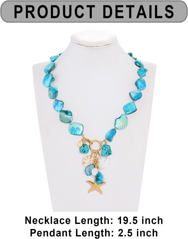 Firstmeet Natural Freshwater Shell Choker With Pearl Starfish Turquoise Pendant Irregular Mother of Pearl Necklaces for Women - Image 20