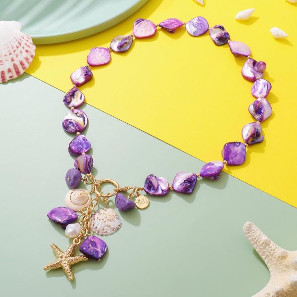 Firstmeet Natural Freshwater Shell Choker With Pearl Starfish Turquoise Pendant Irregular Mother of Pearl Necklaces for Women - Image 25