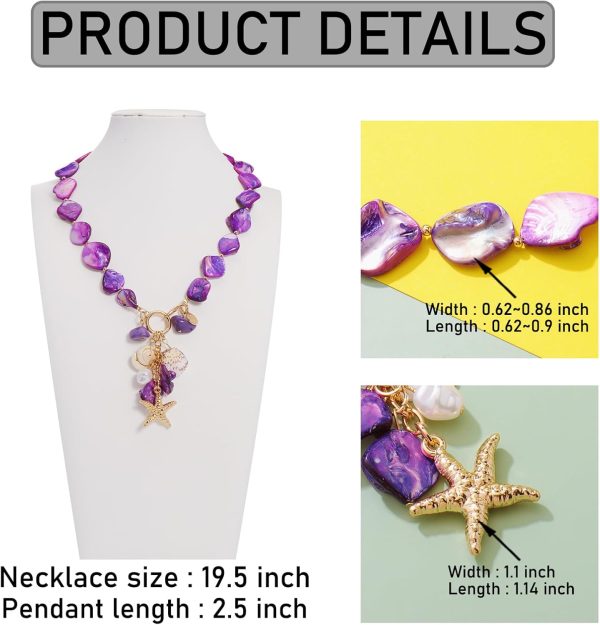 Firstmeet Natural Freshwater Shell Choker With Pearl Starfish Turquoise Pendant Irregular Mother of Pearl Necklaces for Women - Image 28