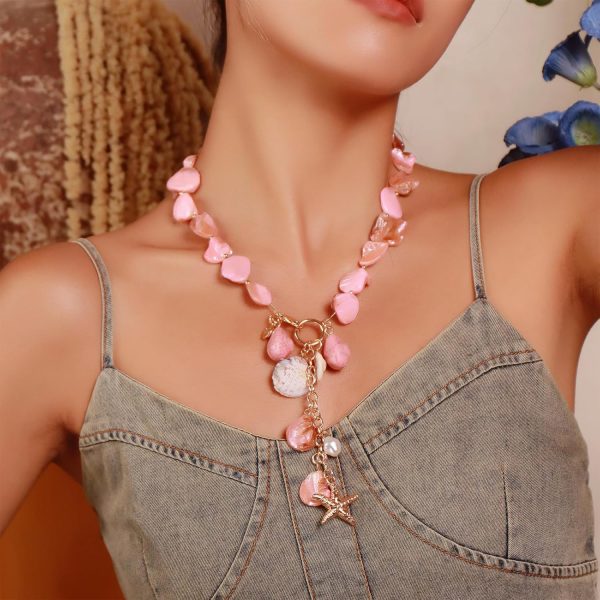 Firstmeet Natural Freshwater Shell Choker With Pearl Starfish Turquoise Pendant Irregular Mother of Pearl Necklaces for Women - Image 36