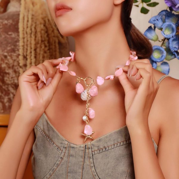 Firstmeet Natural Freshwater Shell Choker With Pearl Starfish Turquoise Pendant Irregular Mother of Pearl Necklaces for Women - Image 37