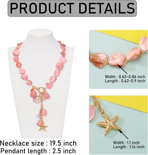 Firstmeet Natural Freshwater Shell Choker With Pearl Starfish Turquoise Pendant Irregular Mother of Pearl Necklaces for Women - Image 41