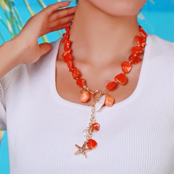 Firstmeet Natural Freshwater Shell Choker With Pearl Starfish Turquoise Pendant Irregular Mother of Pearl Necklaces for Women - Image 43