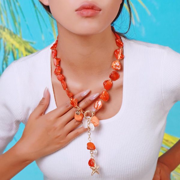 Firstmeet Natural Freshwater Shell Choker With Pearl Starfish Turquoise Pendant Irregular Mother of Pearl Necklaces for Women - Image 44