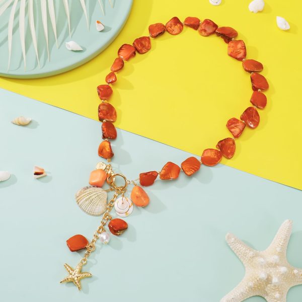 Firstmeet Natural Freshwater Shell Choker With Pearl Starfish Turquoise Pendant Irregular Mother of Pearl Necklaces for Women - Image 45
