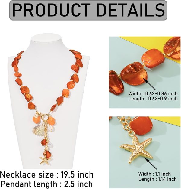 Firstmeet Natural Freshwater Shell Choker With Pearl Starfish Turquoise Pendant Irregular Mother of Pearl Necklaces for Women - Image 48