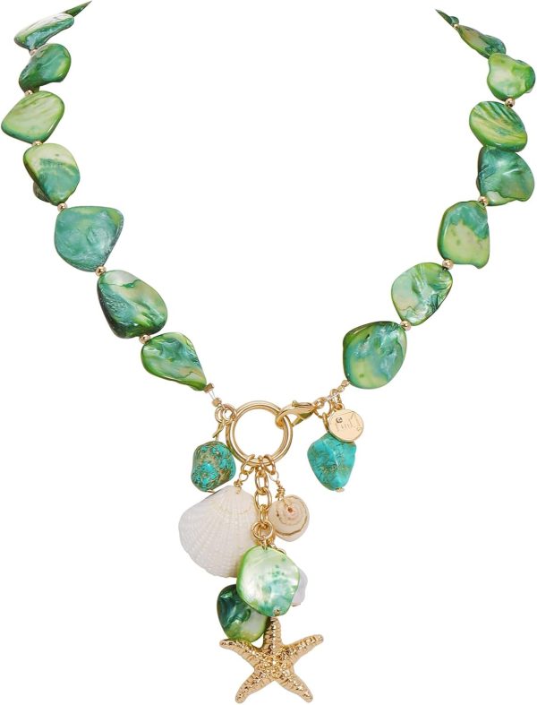 Firstmeet Natural Freshwater Shell Choker With Pearl Starfish Turquoise Pendant Irregular Mother of Pearl Necklaces for Women - Image 49