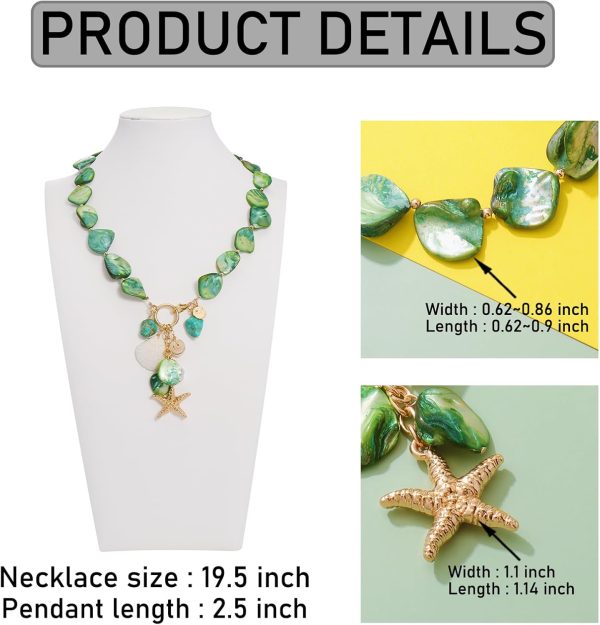 Firstmeet Natural Freshwater Shell Choker With Pearl Starfish Turquoise Pendant Irregular Mother of Pearl Necklaces for Women - Image 55