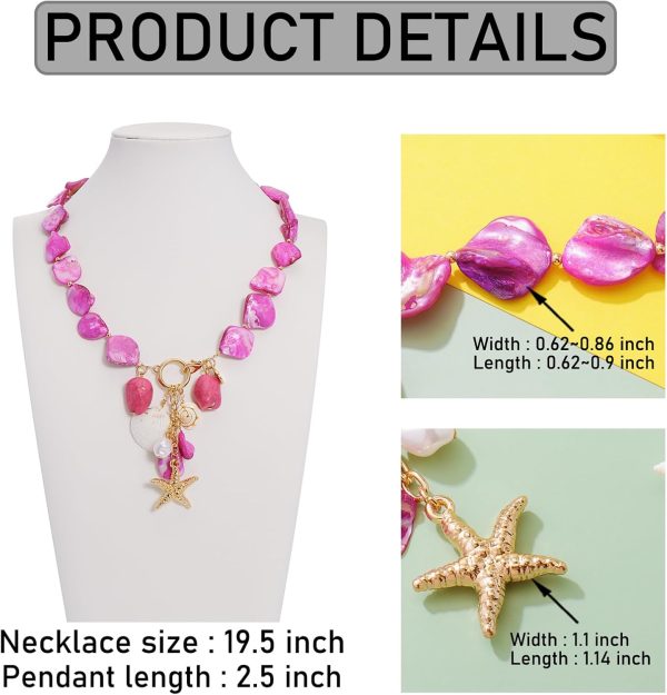 Firstmeet Natural Freshwater Shell Choker With Pearl Starfish Turquoise Pendant Irregular Mother of Pearl Necklaces for Women - Image 61