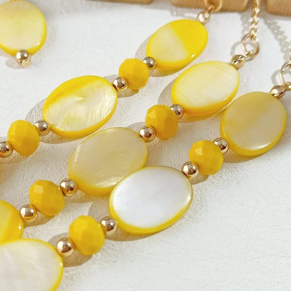 Firstmeet 3 Layered Beaded Necklace Set with Earrings Oval Shell Beads Jewelry Gift for Women - Image 6