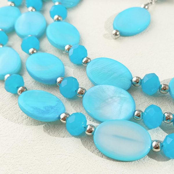 Firstmeet 3 Layered Beaded Necklace Set with Earrings Oval Shell Beads Jewelry Gift for Women - Image 14