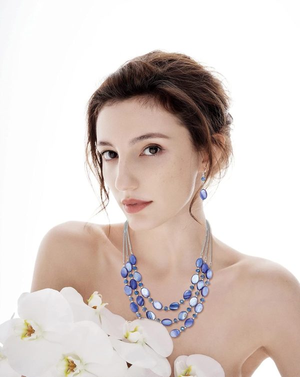 Firstmeet 3 Layered Beaded Necklace Set with Earrings Oval Shell Beads Jewelry Gift for Women - Image 23