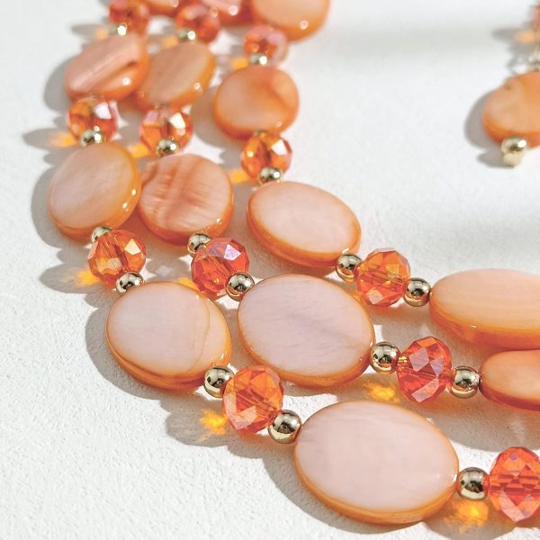 Firstmeet 3 Layered Beaded Necklace Set with Earrings Oval Shell Beads Jewelry Gift for Women - Image 50