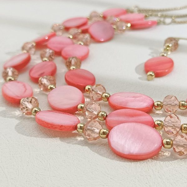 Firstmeet 3 Layered Beaded Necklace Set with Earrings Oval Shell Beads Jewelry Gift for Women - Image 56