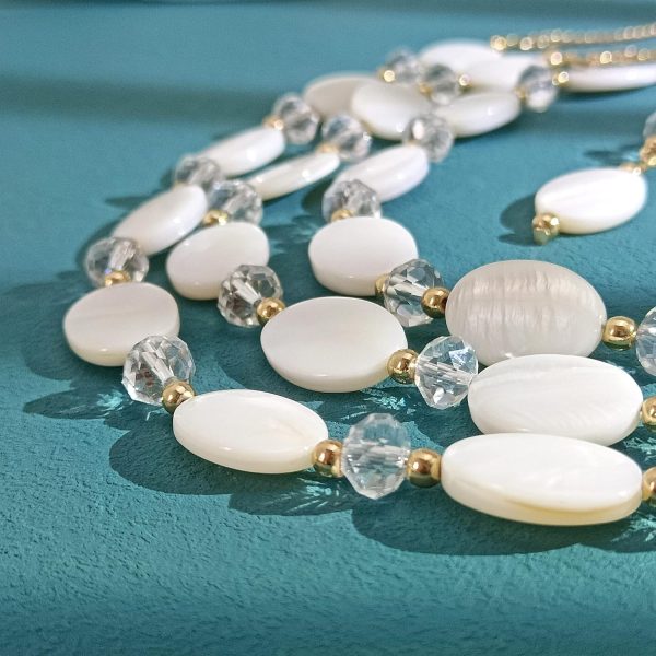 Firstmeet 3 Layered Beaded Necklace Set with Earrings Oval Shell Beads Jewelry Gift for Women - Image 62