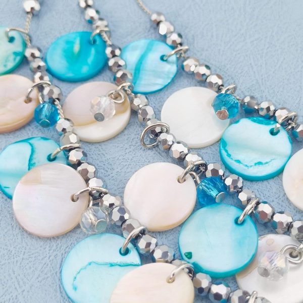Firstmeet 3 Layered Beaded Necklace Set with Earrings Oval Shell Beads Jewelry Gift for Women - Image 69