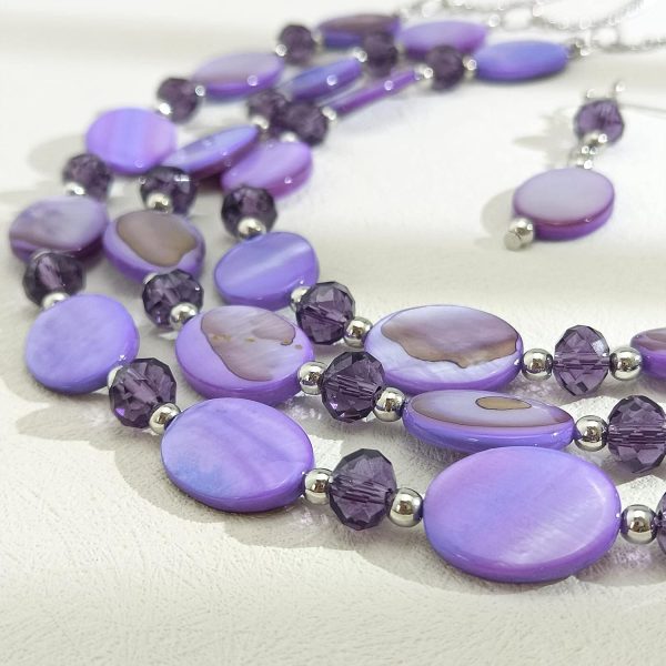 Firstmeet 3 Layered Beaded Necklace Set with Earrings Oval Shell Beads Jewelry Gift for Women - Image 77