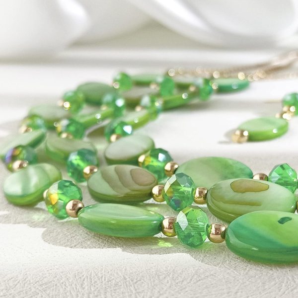 Firstmeet 3 Layered Beaded Necklace Set with Earrings Oval Shell Beads Jewelry Gift for Women - Image 89