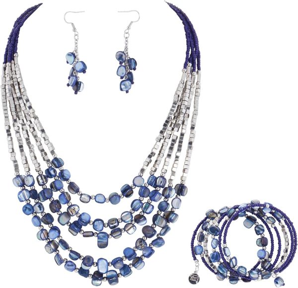 Firstmeet Bohemian Layered Shell Beaded Necklace Set Seed Bead Irregular Costume Jewelry for Women - Image 17
