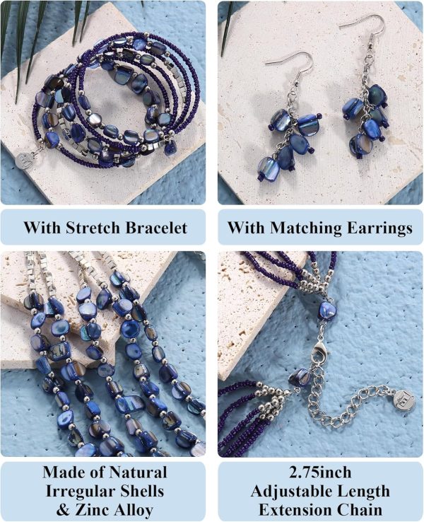 Firstmeet Bohemian Layered Shell Beaded Necklace Set Seed Bead Irregular Costume Jewelry for Women - Image 19