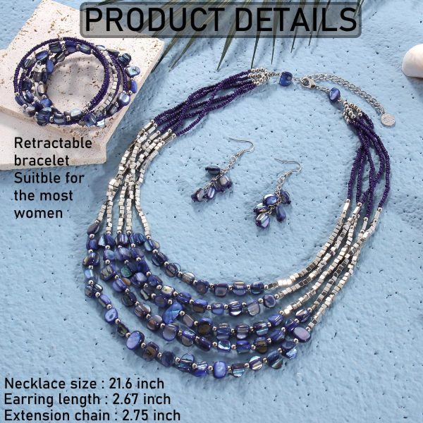 Firstmeet Bohemian Layered Shell Beaded Necklace Set Seed Bead Irregular Costume Jewelry for Women - Image 20