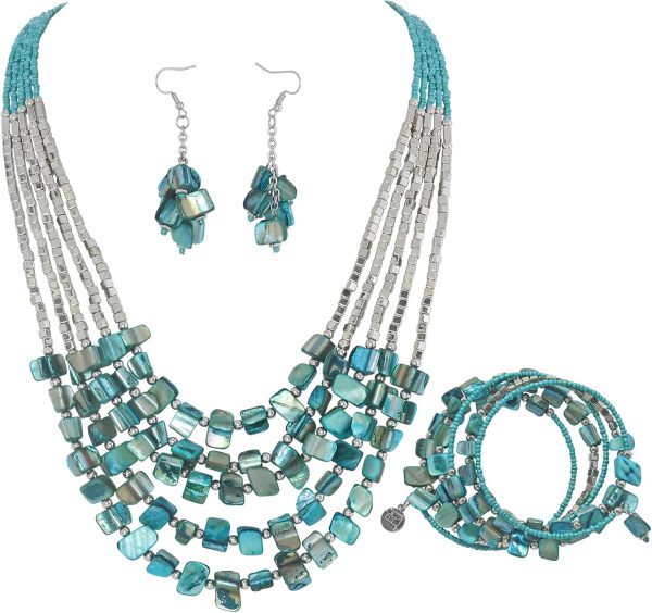 Firstmeet Bohemian Layered Shell Beaded Necklace Set Seed Bead Irregular Costume Jewelry for Women - Image 23