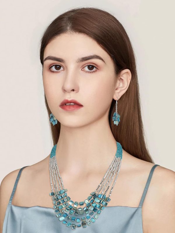 Firstmeet Bohemian Layered Shell Beaded Necklace Set Seed Bead Irregular Costume Jewelry for Women - Image 24