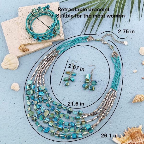 Firstmeet Bohemian Layered Shell Beaded Necklace Set Seed Bead Irregular Costume Jewelry for Women - Image 25