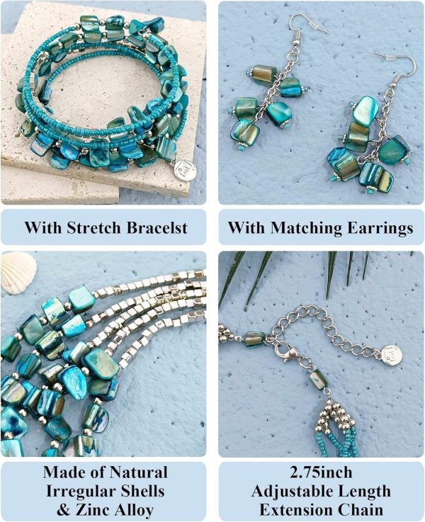 Firstmeet Bohemian Layered Shell Beaded Necklace Set Seed Bead Irregular Costume Jewelry for Women - Image 26