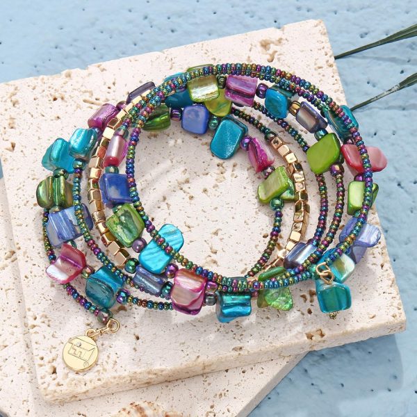 Firstmeet Bohemian Layered Shell Beaded Necklace Set Seed Bead Irregular Costume Jewelry for Women - Image 31