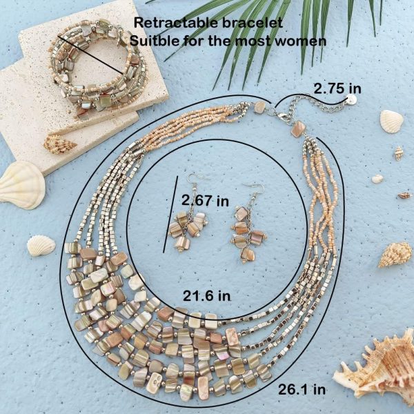 Firstmeet Bohemian Layered Shell Beaded Necklace Set Seed Bead Irregular Costume Jewelry for Women - Image 38