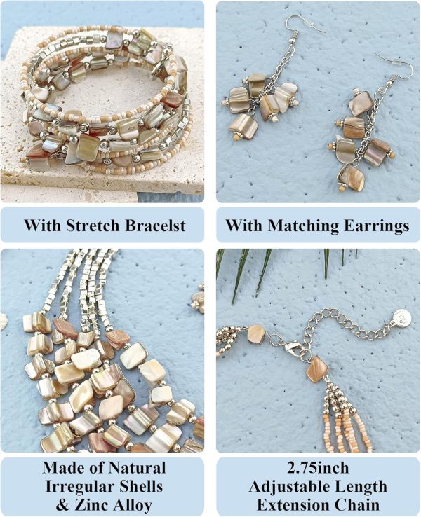 Firstmeet Bohemian Layered Shell Beaded Necklace Set Seed Bead Irregular Costume Jewelry for Women - Image 39