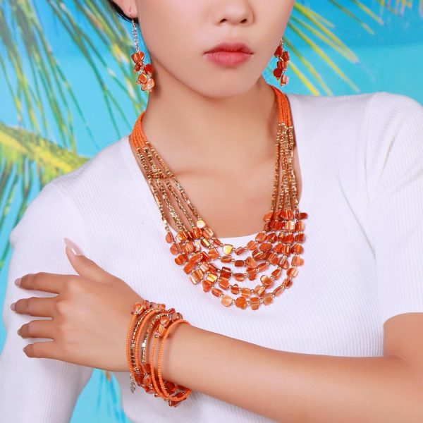 Firstmeet Bohemian Layered Shell Beaded Necklace Set Seed Bead Irregular Costume Jewelry for Women - Image 43