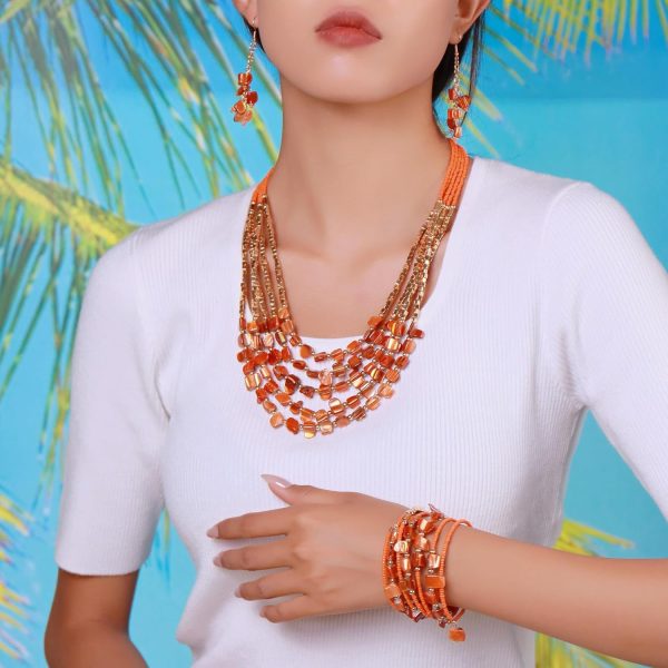 Firstmeet Bohemian Layered Shell Beaded Necklace Set Seed Bead Irregular Costume Jewelry for Women - Image 44