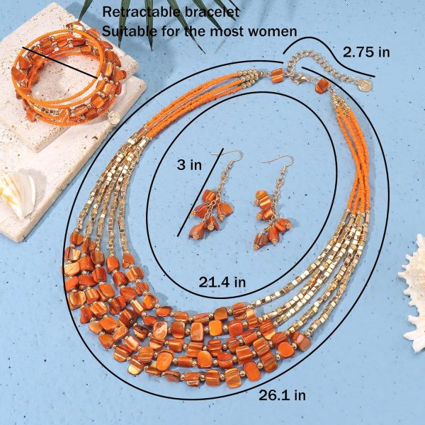 Firstmeet Bohemian Layered Shell Beaded Necklace Set Seed Bead Irregular Costume Jewelry for Women - Image 45